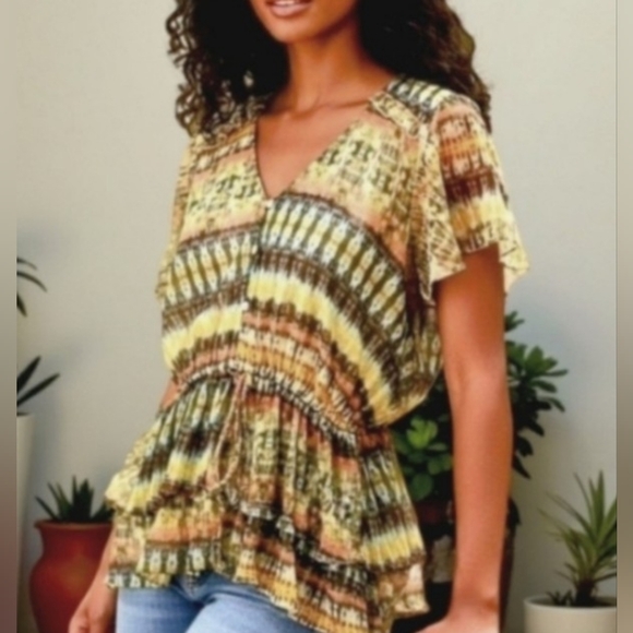 ☮️American Rag Boho Vibe Short Sleeve Top - Picture 1 of 7
